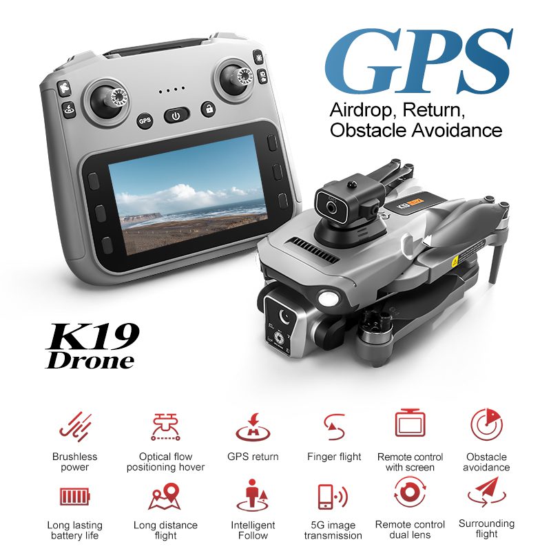 Airdrop GPS Drone 4.5" Screen 4K HD UAV K19MAX – Image 11